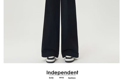 Plain Dress Pants Waist Leg Wide High