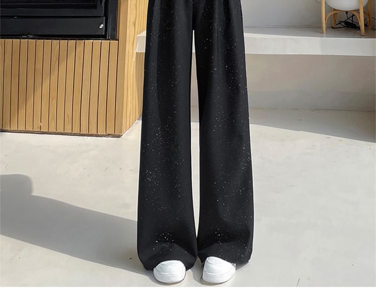 Glitter Rise Lace Slacks (Various Leg Designs) Panel High Wide