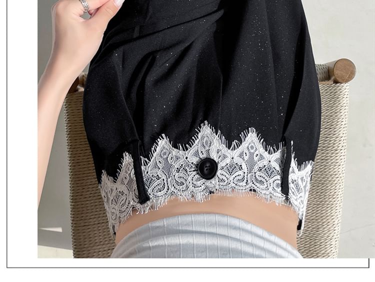 Glitter Rise Lace Slacks (Various Leg Designs) Panel High Wide