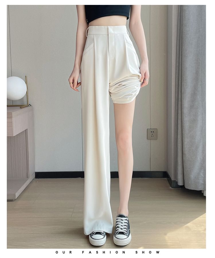 Leg Pants Wide Plain (Various Suit Designs) Rise High