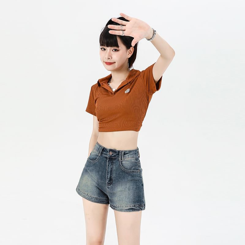 Hot Waist High Pants Washed Denim