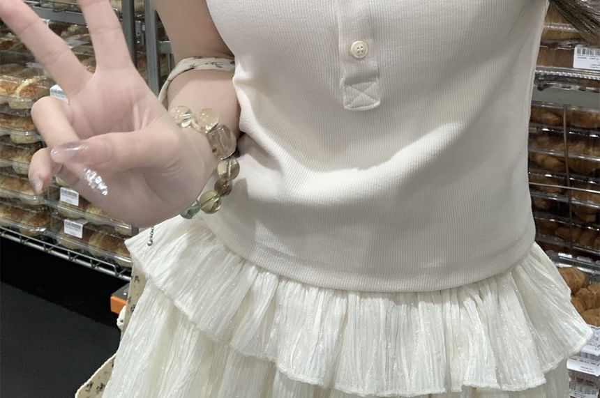 Short-Sleeve Fit Slim Crop Bow T-Shirt Neck Scoop Embroidered