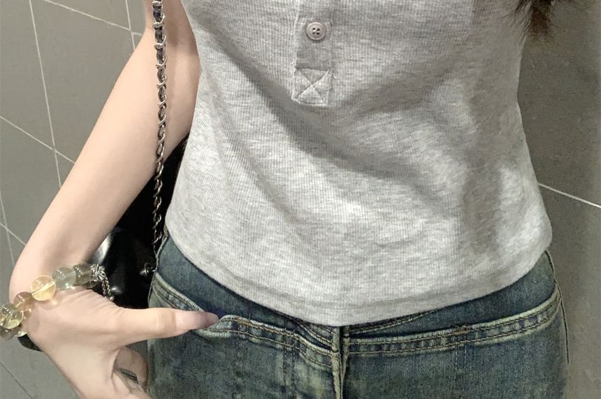 Short-Sleeve Fit Slim Crop Bow T-Shirt Neck Scoop Embroidered