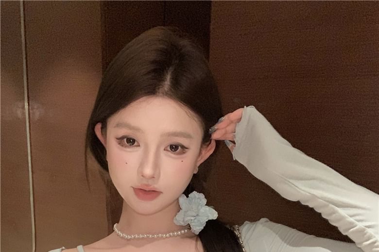 Lettuce Trim Bow Light Jacket Lace / Edge Camisole Top Plain