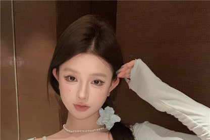 Lettuce Trim Bow Light Jacket Lace / Edge Camisole Top Plain