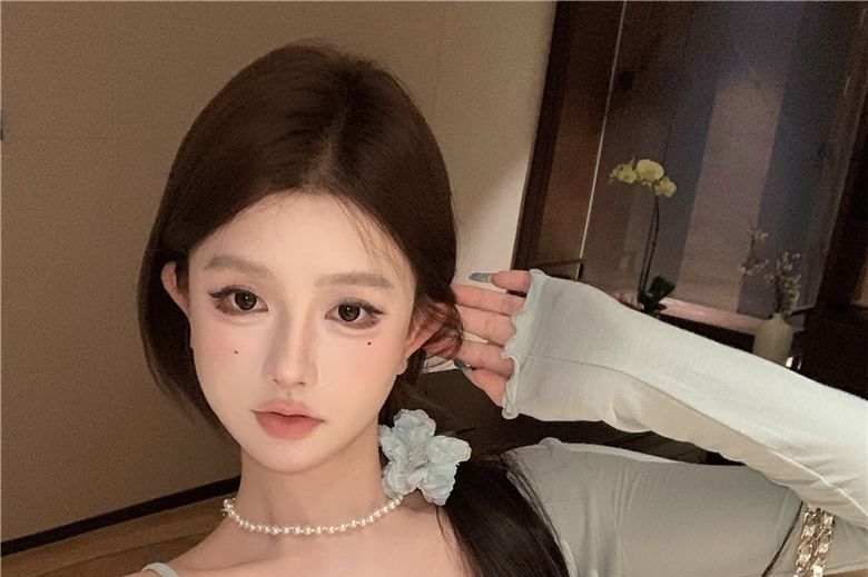 Lettuce Trim Bow Light Jacket Lace / Edge Camisole Top Plain