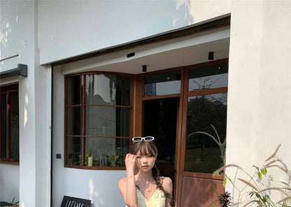 Plain Pants Leg Wide Ruched Waist Mid