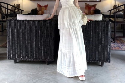 Camisole Plain Peplum High Maxi / Skirt Top Trim Lace A-Line Waist