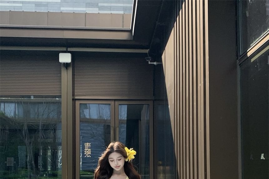 V-Neck Sundress Floral Sleeveless Midi