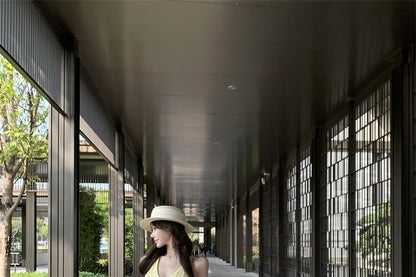 V-Neck Sundress Floral Sleeveless Midi