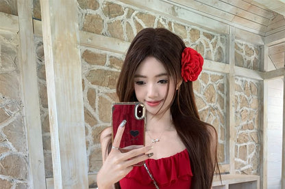 Mini Plain Ruffle Spaghetti Sundress Strap