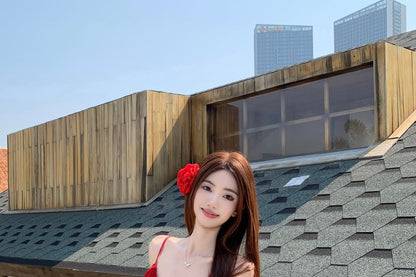 Mini Plain Ruffle Spaghetti Sundress Strap