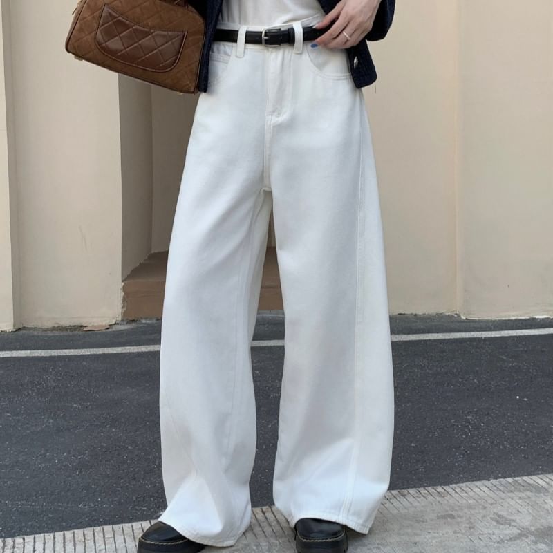 Jeans Low Waist Leg Wide Washed