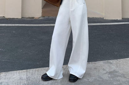 Jeans Low Waist Leg Wide Washed