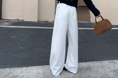 Jeans Low Waist Leg Wide Washed