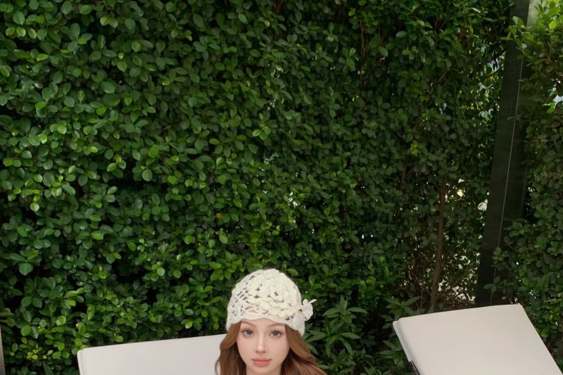 Skirt Flower Neck Scoop Floral Detail / Top Halter High Rise Pencil Plain Mini