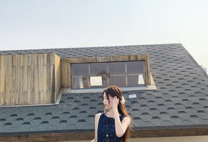 Leg Asymmetrical Pants High Wide Rise Tank Top Floral Plain /