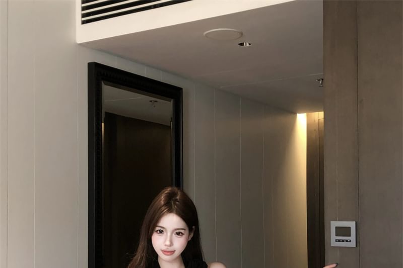 Mini One-Shoulder Dress Bodycon Plain