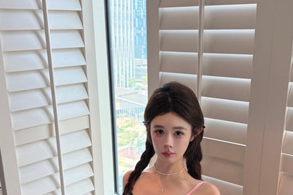 V-Neck Bow Cami Cropped Top Lace