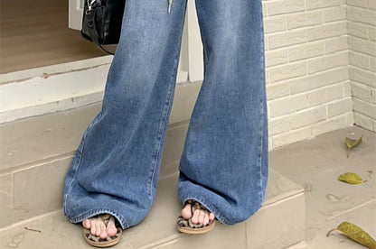 Jeans Washed High Leg Wide Waist