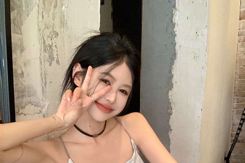 Top Dye Neck Drawstring / Waist Camisole Pants Scoop Wide Leg Tie Cropped