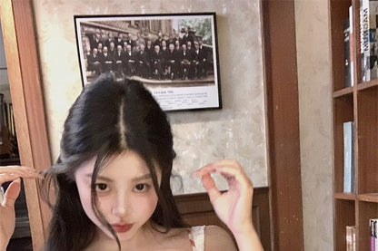 Plaid Bodycon Spaghetti Lace Bow Mini Dress Strap Trim