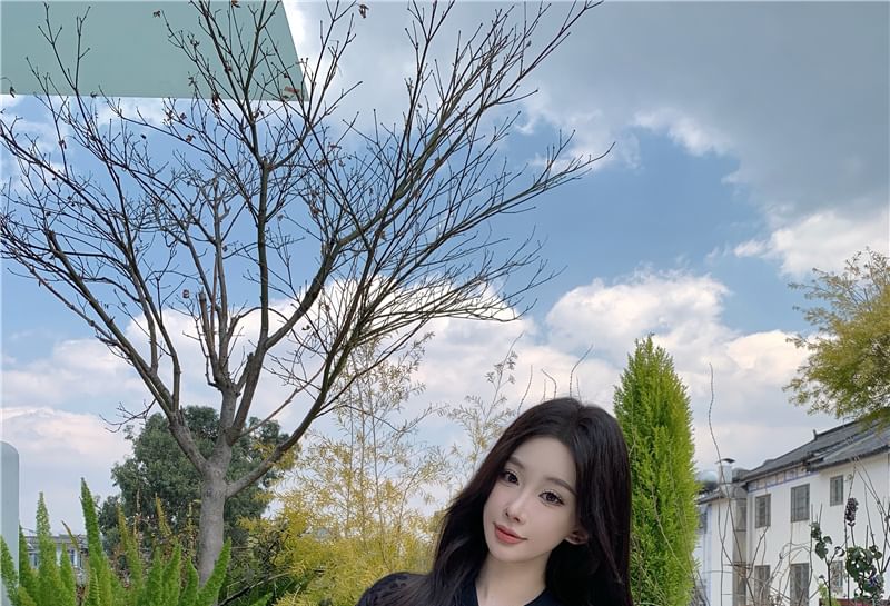 Jacket Flower Embroidered Zip Sheer