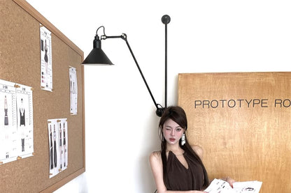 Bodycon Asymmetrical Halter Plain Mini Dress