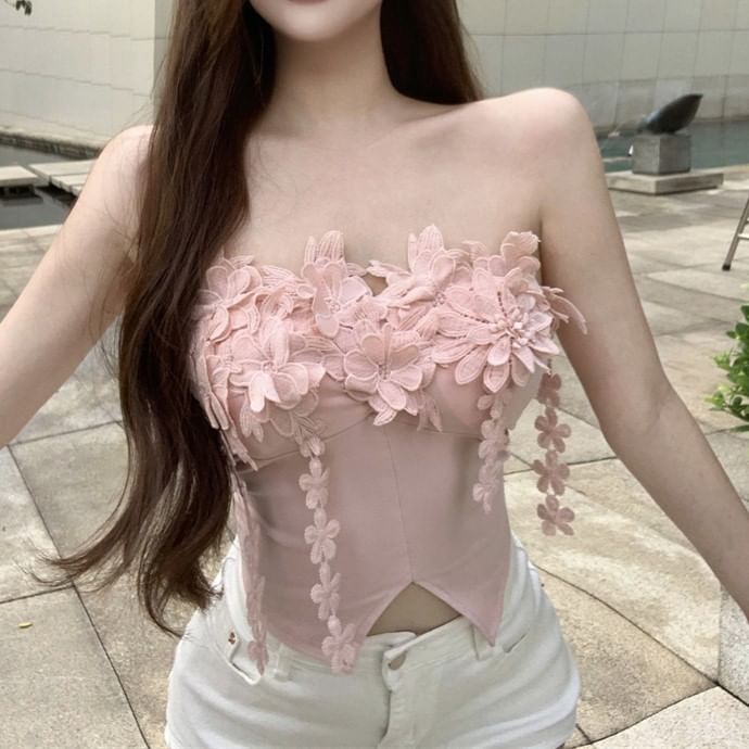 Plain Detail Front-Slit Top Flower Tube