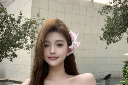 Plain Detail Front-Slit Top Flower Tube