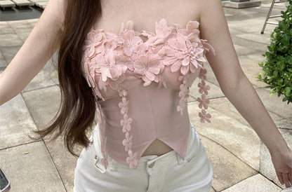 Plain Detail Front-Slit Top Flower Tube