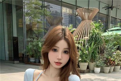 Trim Plain Neck Short-Sleeve Square Lace Tee