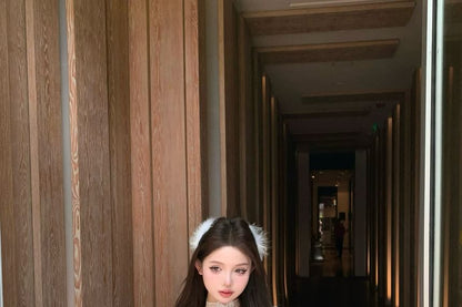 High / Square-Neck Top Shorts Puff-Sleeve Waist Lace Balloon Fishbone