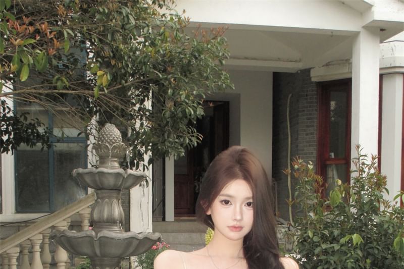 Camisole Print Top Floral Bow Ruffled