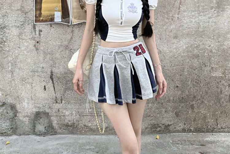 Shirt Crop Short-Sleeve Embroidered Logo Polo