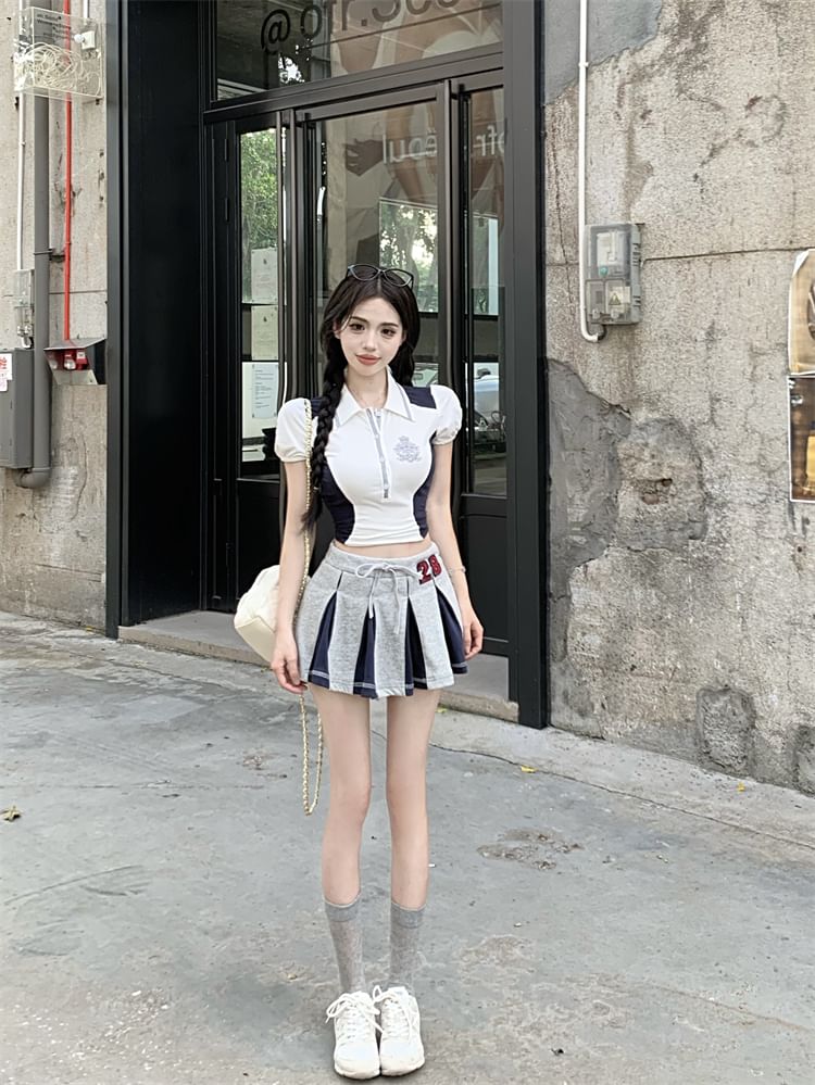 Shirt Crop Short-Sleeve Embroidered Logo Polo