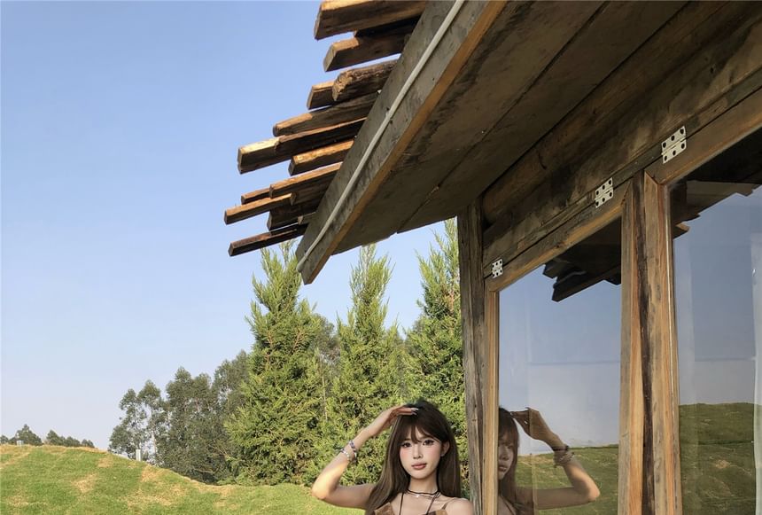 Top Camisole Ruffled Printed Asymmetrical