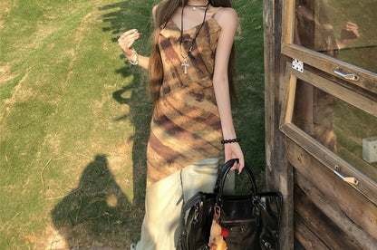 Top Camisole Ruffled Printed Asymmetrical