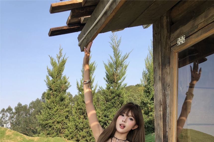 Top Camisole Ruffled Printed Asymmetrical