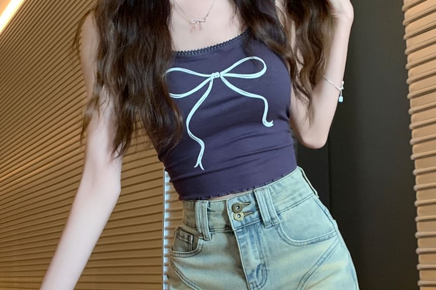 High Denim Washed Shorts Waist