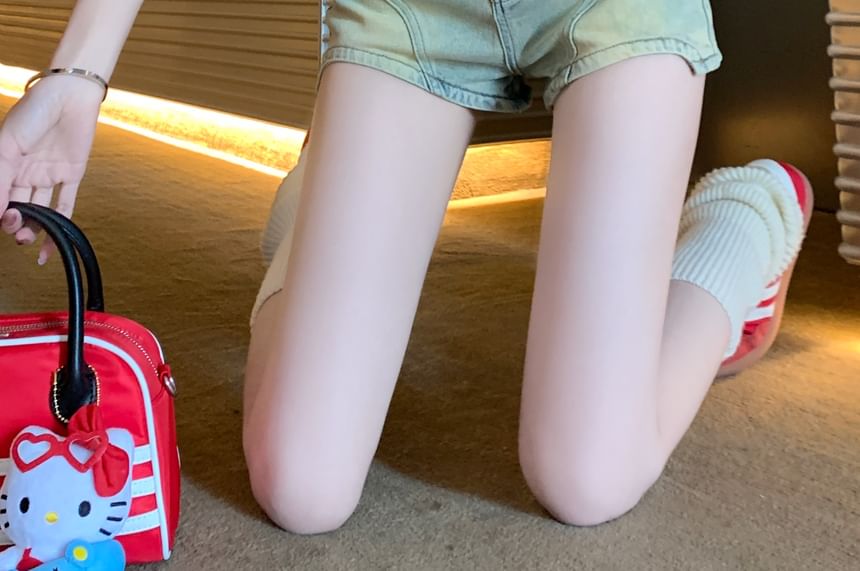 High Denim Washed Shorts Waist