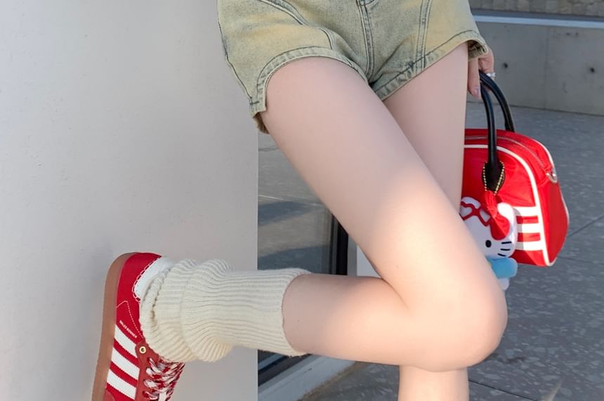 High Denim Washed Shorts Waist