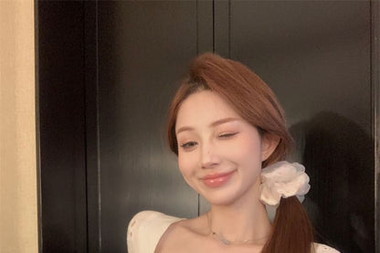 Dress Mini Square-Neck A-Line Trim Floral Short-Sleeve