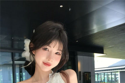 Crop One-Shoulder Lace Top