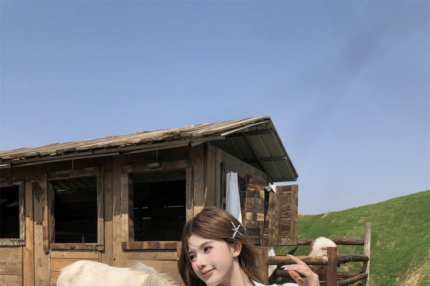 Belt Set: Long-Sleeve + Mini Striped Button-Up Shirtdress