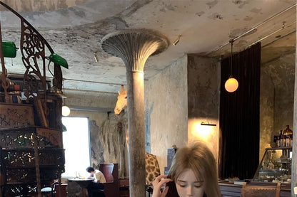 Blouse Shirred Plain Mini A-Line Off-Shoulder Ruffled Skirt / Rise High