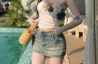 Top Off-Shoulder Crop Floral