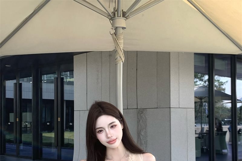 Top Lace Sleeveless Wrap V-Neck