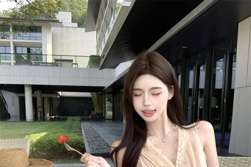 Top Lace Sleeveless Wrap V-Neck