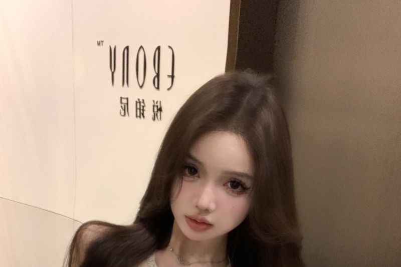 Halter-Neck Mini Rhinestone Dress Bow Slit A-Line